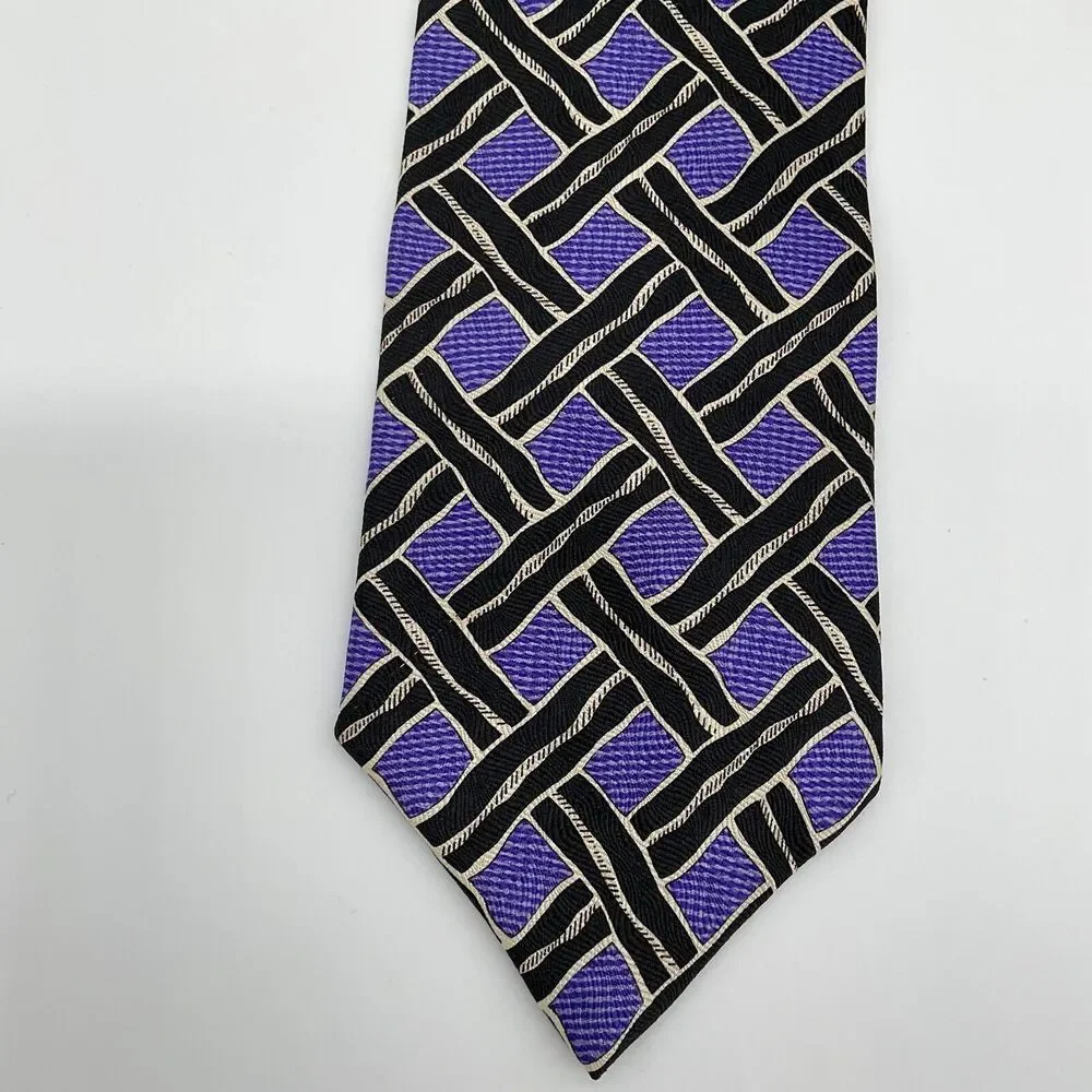 Kenneth Cole‎ New York Men's Tie Necktie Purple Black 100% Silk USA Made
